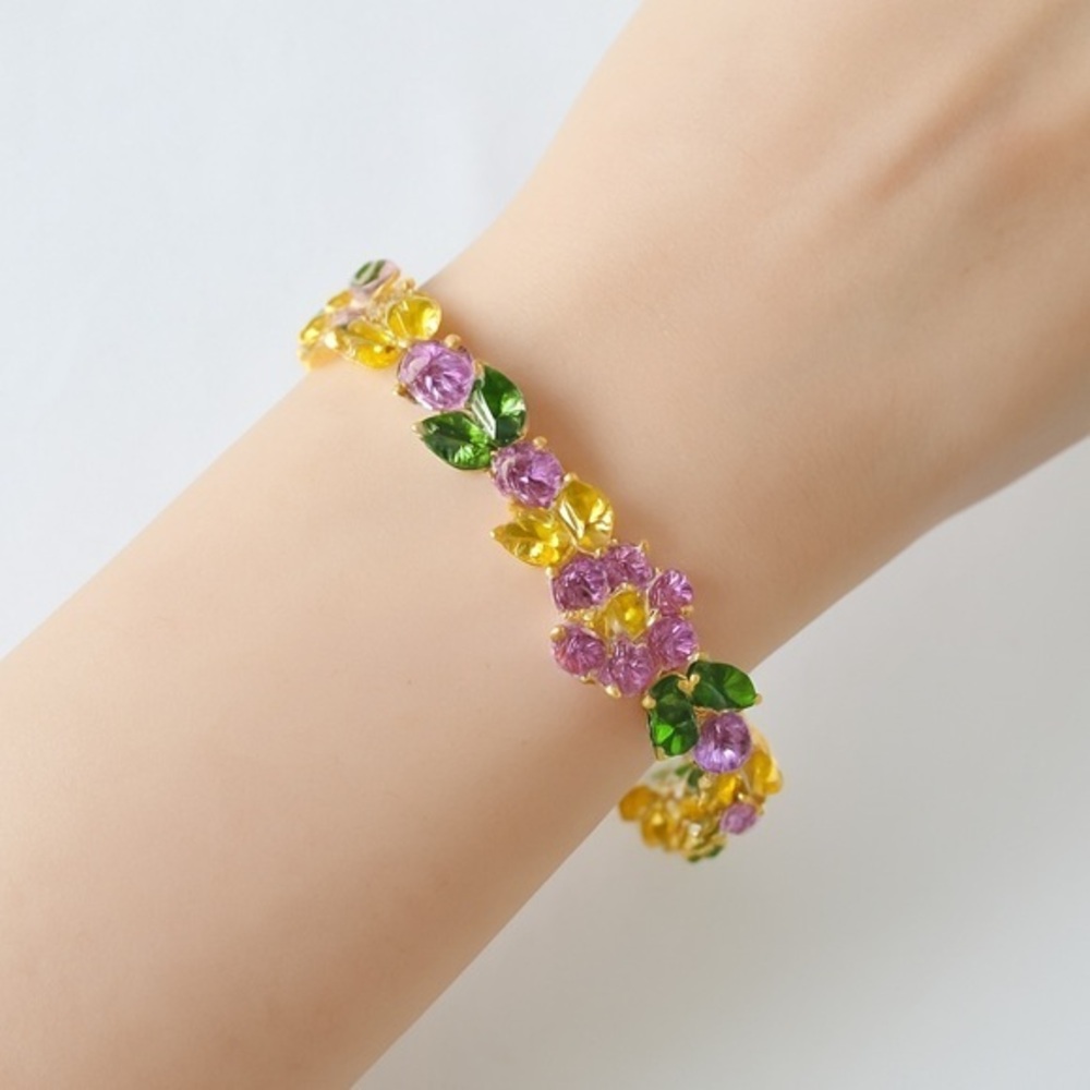 New Garden Bloom Statement Bracelet – Sparkling Spring Florals‎ in Pink, Green